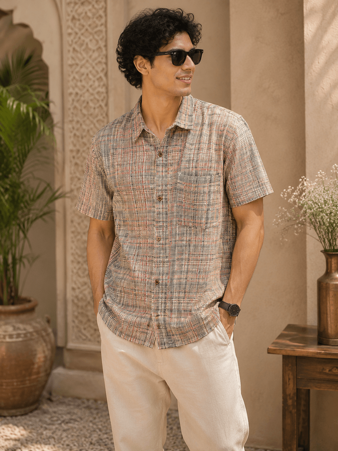 Shantiniketan Weave Half Shirt - 1