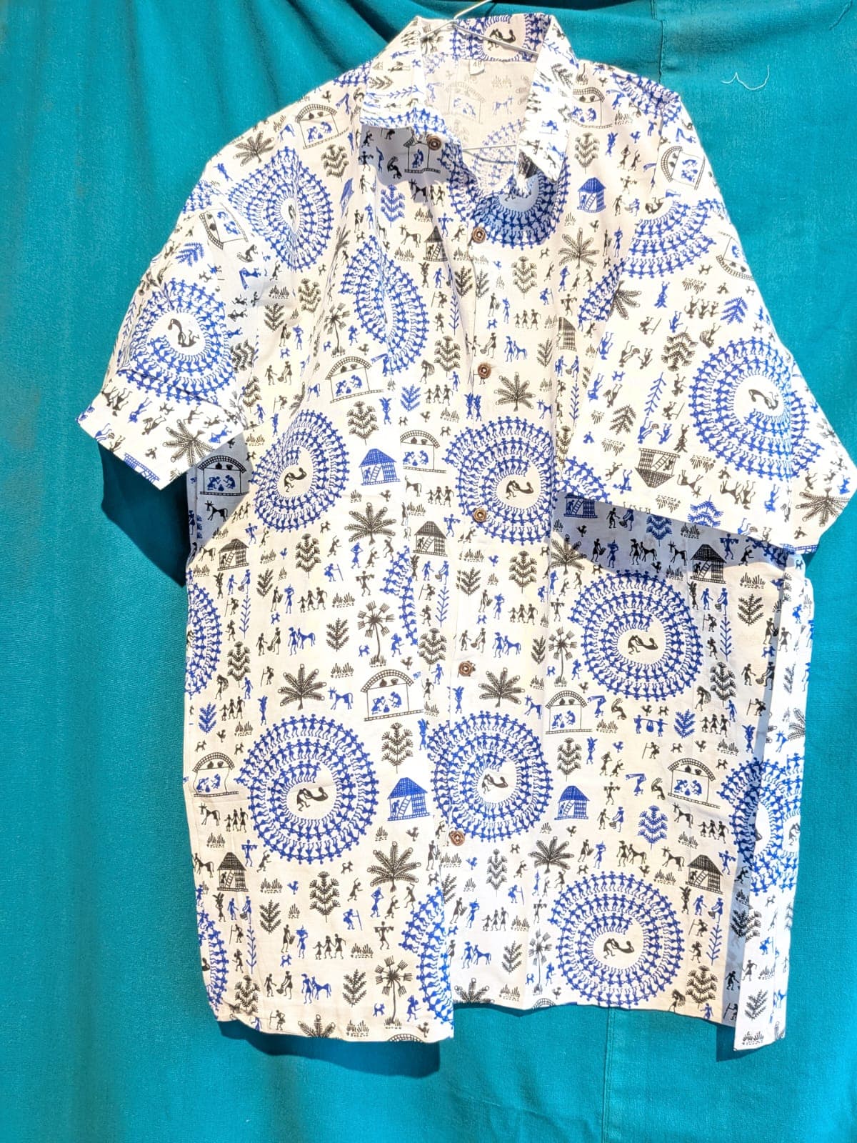 Blue Heritage Santiniketan Half Shirt - 2