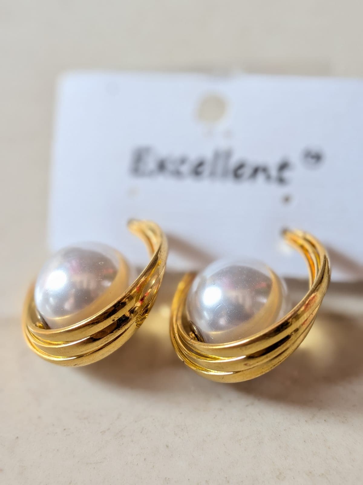 Gold Pearl Nest Hoop/Stud Earrings - 1