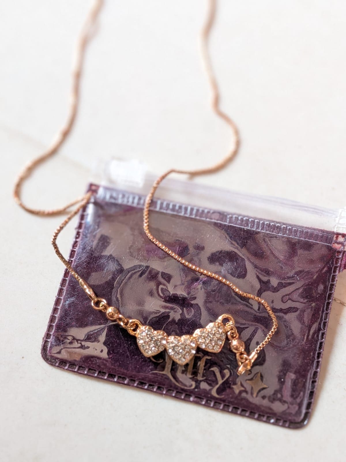 Triple Heart Crystal Pendant Necklace - 1