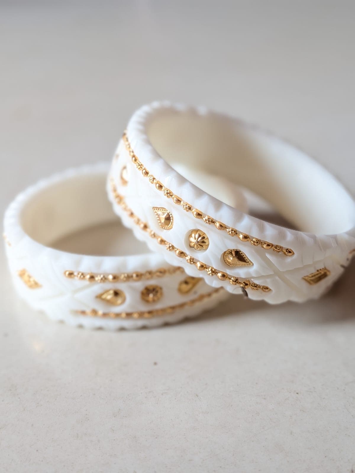 White Gold-Plated Pola-Style Bangles - 1