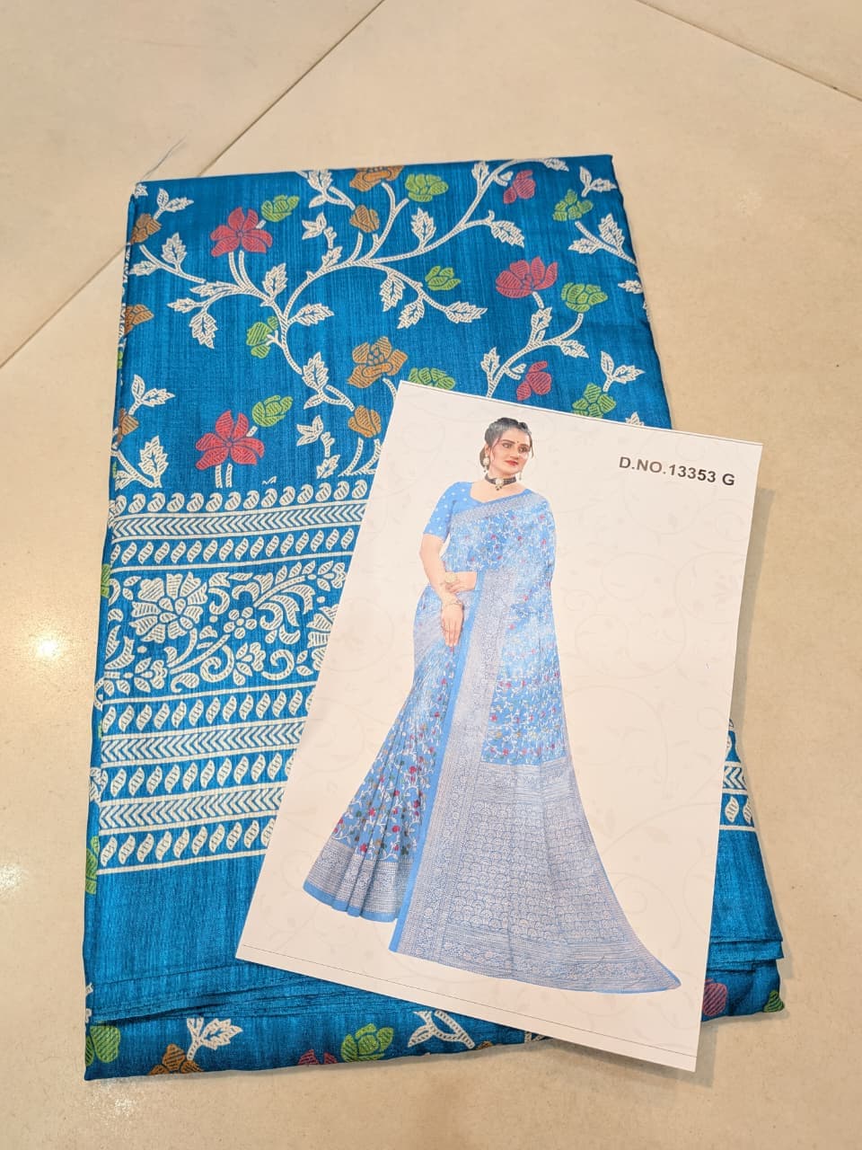 Sapphire Blue Silk Saree | Floral Woven Saree with Silver Border for Women - 2